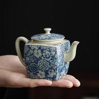 泥土故事 老陶泥青花汉方壶 陶瓷功夫茶壶