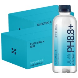 ELECTROX 天然苏打水380ml*24瓶*2箱PH8.8碱性冷矿泉无气无糖