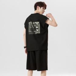d&x 热销款 男式套装 青少年百搭休闲街头时尚背心短裤两件套