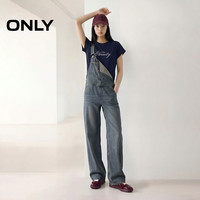 ONLY 早秋新品 女士宽松直筒背带牛仔裤 12617M002