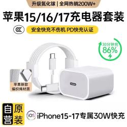 萨勒芬妮 3C认证 苹果17/16充电器30w超级快充头1米数据线 PD套装