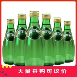 巴黎水 充气天然矿泉水 法国进口含气果味气泡水饮料 原味330ml*6瓶