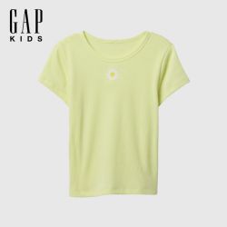 Gap 女童花朵刺绣肌理纯棉短袖T恤儿童装美版716769
