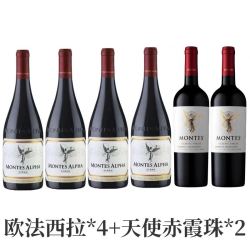 蒙特斯 特斯 欧法西拉+天使赤霞珠 干红葡萄酒 750ml*6瓶
