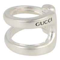 GUCCI Sterling Silver Stirrup Wrapped Horsebit Ring