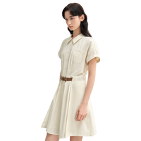 独束 衬衫连衣裙 杏仁米 4XL