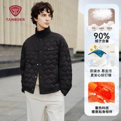 坦博尔 立领羽绒服男士轻薄款2025秋季新款休闲宽松衬衫领保暖外套