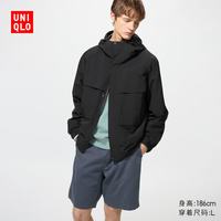 优衣库 男装女装防风连帽外套夹克482213 09 黑色 XS