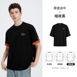 NVG·YOUNG navigare小帆船短袖T恤男夏季凉感速干t宽松黑色圆领衫休闲上衣