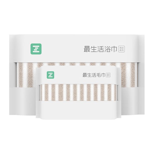 最生活 轻奢条纹纯棉浴巾 570g（70*145cm）