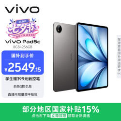 vivo Pad5c 8GB+256GB 灰常好 12.1英寸超清护眼屏 第三代骁龙8s PC级WPS 平板电脑