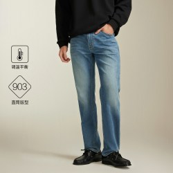 杰克琼斯 [365恒温]903杰克琼斯秋季男装牛仔裤直筒复古猫须水洗长裤子男士