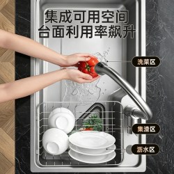 欧琳 厨房水槽单槽304不锈钢家用洗菜盆大单槽压纹集渣洗碗槽水池