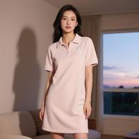 adidas 2025女子休闲运动薄绒短袖舒适简约POLO连衣裙