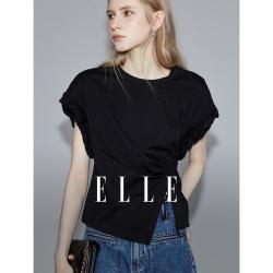 ELLE 【抽绳绑带】女士T恤 设计感上衣