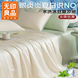 无印良品 夏季水洗冰丝夏凉被被芯200x230cm夏被四件套双人可机洗空调薄被 果绿芝士 200*230cm 华夫格夏被 果绿