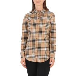 BURBERRY 女士复古格纹弹力棉质纽扣领衬衫  8022284