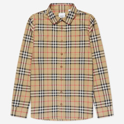 BURBERRY Boys Owen Long Sleeve Check Shirt in Beige