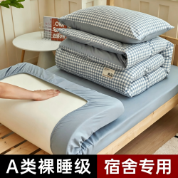 无印良品 A类纯棉三件套 天蓝小格 0.9m床单款 150*200cm