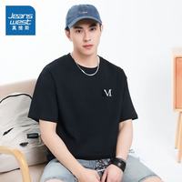 真维斯 男装夏季款美式潮流百搭字母多图印花时尚休闲短袖T恤上衣潮NXP 173BS5黑色2010 M