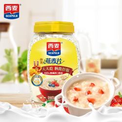 西麦 燕麦片快煮快熟1000g桶装 未添加蔗糖 原味膳食纤维早餐谷物