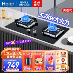海尔 燃气灶天然气灶双灶智能熄火保护5.2KW大火力 三重增氧混燃