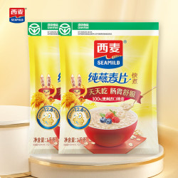 西麦 燕麦片快煮快熟1000g*2袋 原味膳食纤维早餐营养谷物代餐 1000g*2袋 全谷物早餐食品