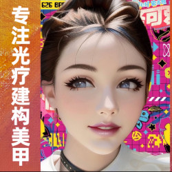 本甲+光疗流平+款式+钻饰+包前置卸甲
