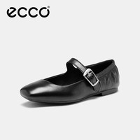 ecco 皮鞋女 26年夏季新款浅口单鞋一脚蹬玛丽珍芭蕾鞋 舞悦系列 黑色37