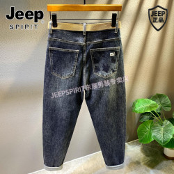 JEEP SPIRIT Jeep吉普 男士牛仔裤 秋冬季后袋刺绣微宽松休闲裤百搭锥形裤