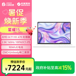 机械革命 星耀15 AI9 HX 470 轻薄办公笔记本电脑