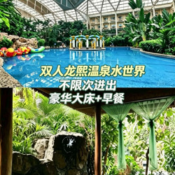 双人温泉水世界不限次+康体+早餐+龙熙维景大床房