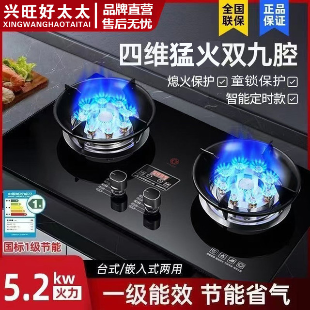 兴旺好太太 煤气灶双灶家用燃气灶两用猛火灶液化气天然气燃气灶具