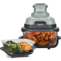 【破价】Ninja CRISPi 便携式空气炸锅 3.8L 4 合 1:热风煎炸、烘烤、保温、清爽、紧凑、6 份、2 个可拆卸玻璃容器和盖子 1700W、Sage FN101EUSG