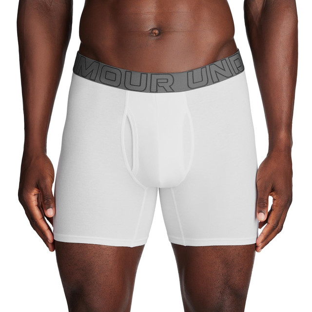 UnDeR Armour 安德玛 性能纯棉平角短裤 纯色 6英寸 3条装 白色 主线 3XL
