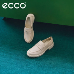 ecco 单鞋女 26年夏季新款百搭休闲复古乐福鞋女鞋 都市维也纳 石灰色39