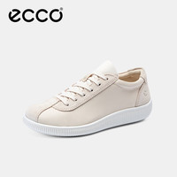 ecco 板鞋女 软底轻盈耐磨百搭牛皮德训休闲鞋 柔酷零点石灰色 36