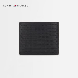 TOMMY HILFIGER 男士牛皮商务休闲多卡位卡包钱包 黑色