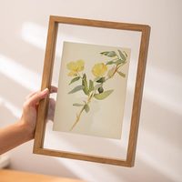 Aomorssai 奥梦莎 双面透明悬浮相框 5寸（内径8.9*12.7cm） 真玻璃夹层 原木色