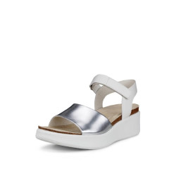 ecco 坡跟厚底缓震一字带凉鞋女夏季牛皮甜美休闲凉鞋