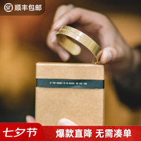 马登福叔 复古工装BLISS开口抛光黄铜宽手镯字母打磨手环配饰品男 黄铜手环