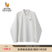 William fox&sons 威廉福克斯秋季亲肤莫代尔弹力POLO领狐狸头刺绣长袖百搭休闲卫衣
