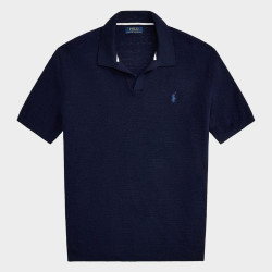 RALPH LAUREN Men's Cotton and Linen Knit Johnny Collar Polo Shirt