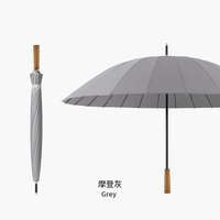 温诗欧 24骨长柄暴雨伞高端实木抗风直杆大伞 24骨-典雅灰