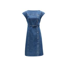 VERO MODA 连衣裙金属纽扣无袖收腰牛仔中长裙时尚高级感夏专柜同款