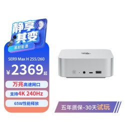零刻 「静享升级」SER9MAX 迷你主机 AMD R7-H255 准系统+Mate SE扩展坞 冰霜银