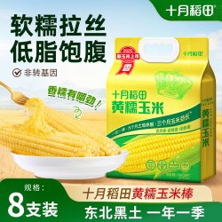 十月稻田 黄糯玉米东北大棒玉米低脂新鲜真空装粘黏苞米220g*8/袋