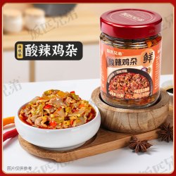 饭匹兄弟 酸辣鸡杂湖南特产剁椒辣椒酱下饭菜香辣开味菜拌饭酱瓶装 1瓶