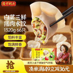 湾仔码头 白菜三鲜猪肉水饺 66只 1.32kg