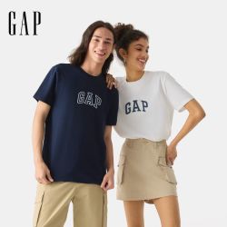 Gap 纯棉刺绣字母logo 男士短袖T恤
